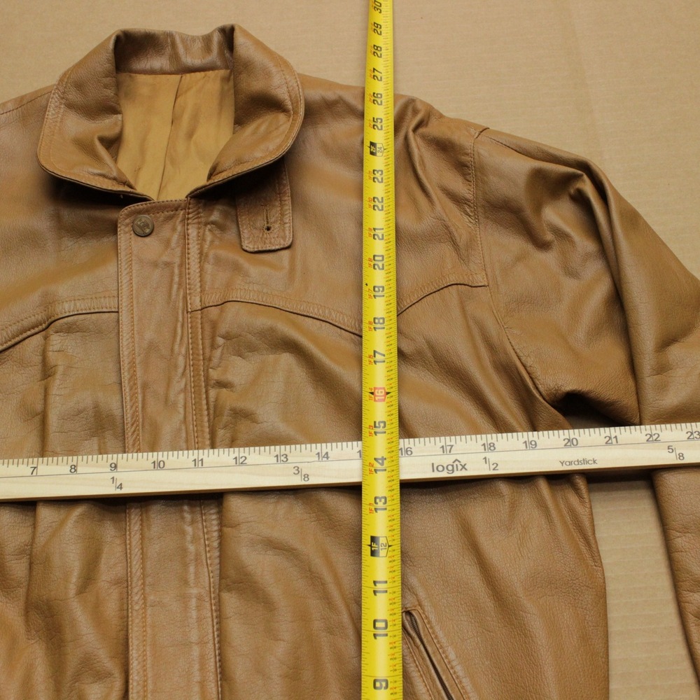 Vintage Louis Feraud Monsieur Jacket Mens 50 Brown Leather Western Blouson Zip - Picture 4 of 8